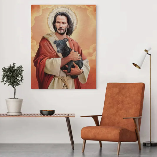Jesus & Keanu Reeves Pet Dog Poster